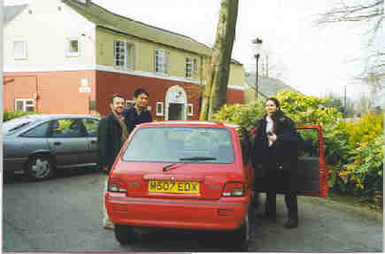 Our car in front of the youth hostel